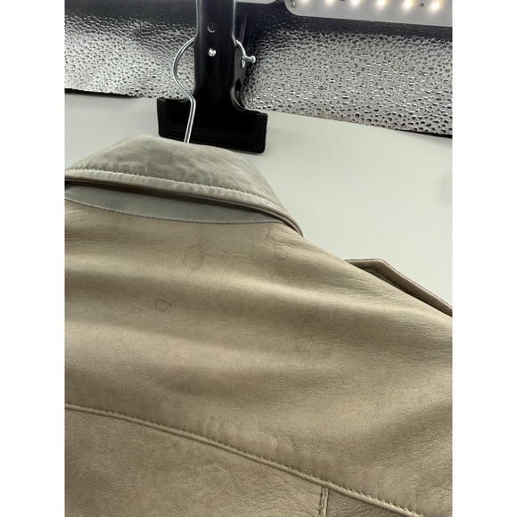 AllSaints Balfern Leather Biker Jacket Women's Size 0 Taupe Moto Fall Edgy‎ - Picture 13 of 16